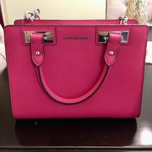 Pink Michael Kors Saffiano Leather Crossbody Purse